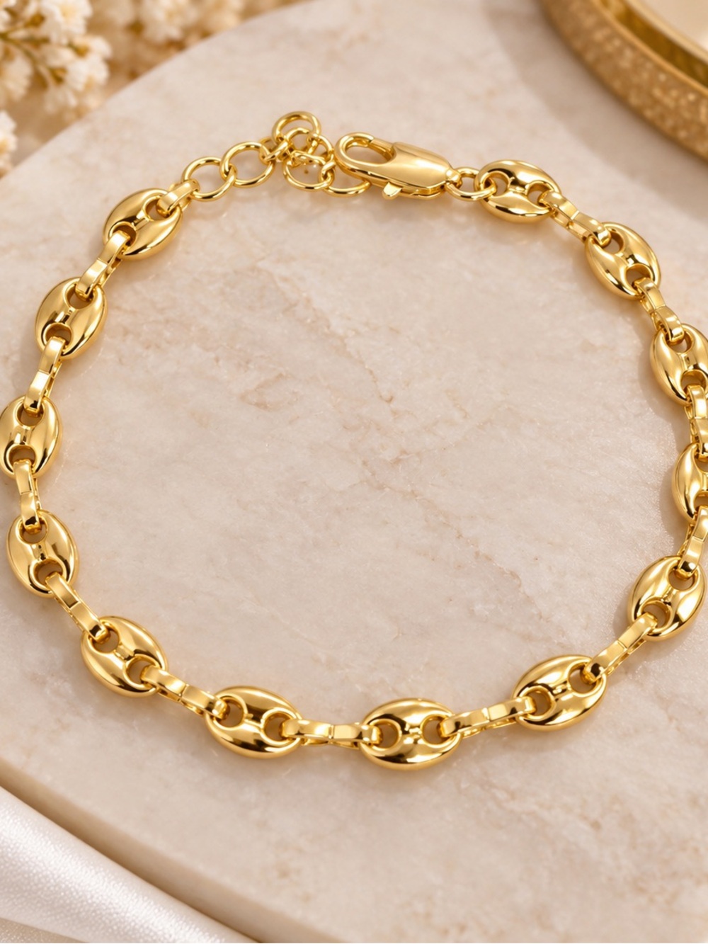 14K Gold Filled Mariner Link Bracelet 6.5-7” Adjustable Gold Jewelry